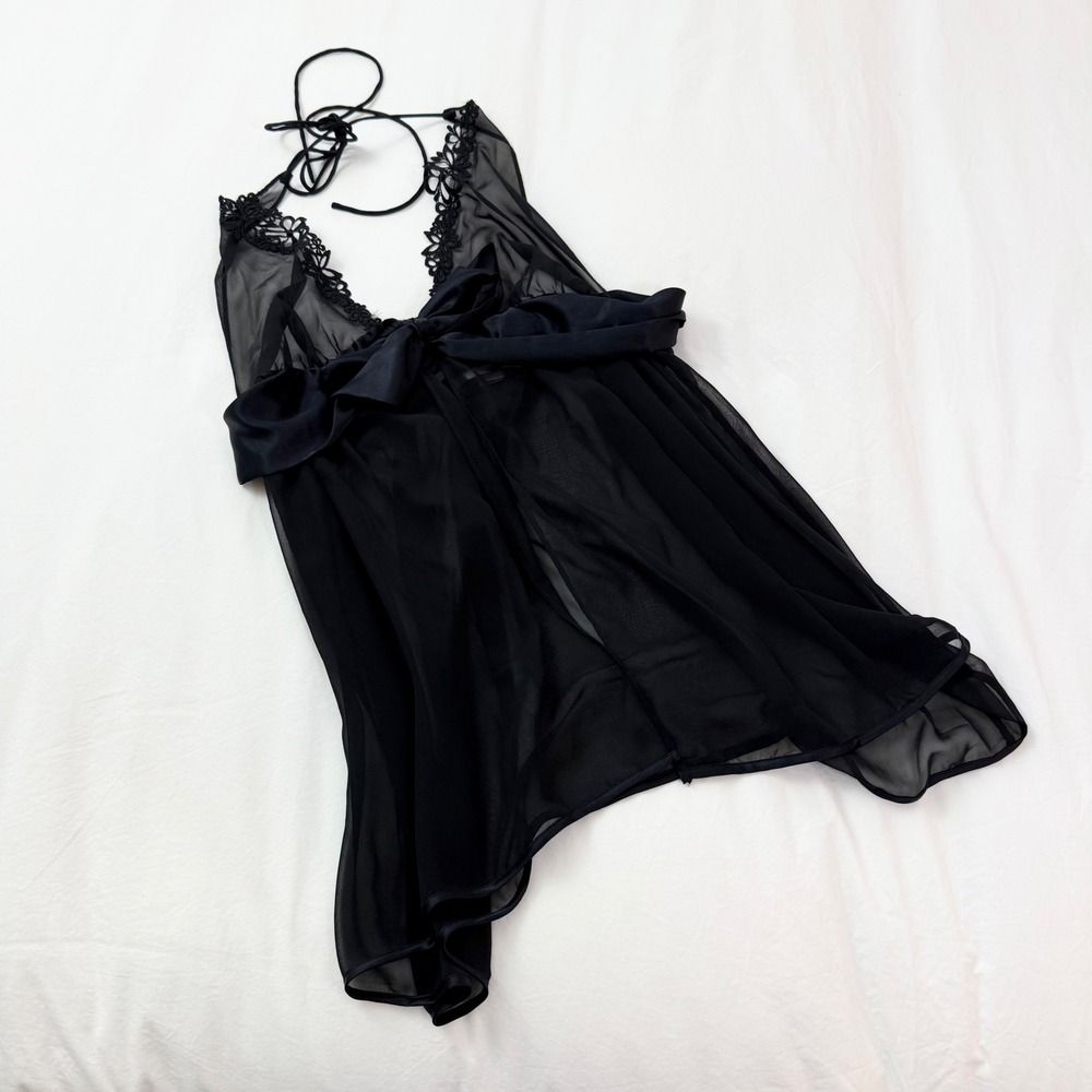 Victoria's Secret Very Sexy Vintage 2006 Black Sheer Lace Babydoll L